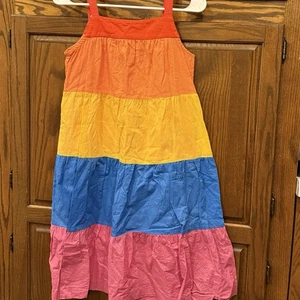 Hanna Andersson Dress 150 Rainbow Tiered 12 Summer Sun Beach Bright - Picture 1 of 6