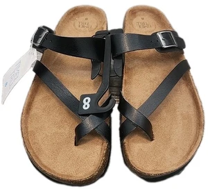 Time and True Buckle Black 2 Strap Cork Sandals Size 8 [123] - Picture 1 of 9