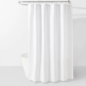 Threshold Medallion Matelasse Cotton Jacquard Shower Curtain 72"x72", White - Picture 1 of 5
