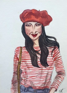 Girl Woman Portrait Original Watercolor painting 8x6'' art - Picture 1 of 7