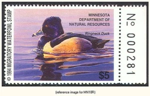 HALFPRICEDUCK Minnesota Duck Stamp 1994 $5.00 w/rt # tab - Picture 1 of 1