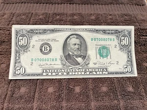 1981 $50 FIFTY DOLLAR FEDERAL RESERVE NOTE BANK OF NEW YORK TRIPLE "B" REGAN - Picture 1 of 2