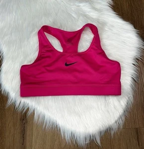 Nike Women’s Size M Dry-Fit Sports Bra pink Racerback Logo Swoosh EUC - Picture 1 of 1