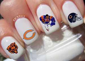 Chicago Bears Nail Art Stickers Transfers Decals Set of 50 - A1309 - Picture 1 of 2