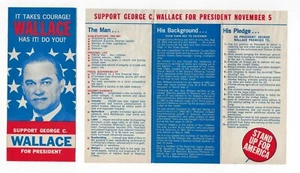 1968 GEORGE WALLACE BROCHURE FLYER campaign FIRST WITH LABOR political president - Bild 1 von 1