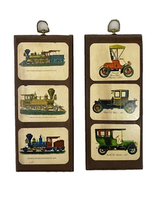 Vintage 1960s Chic Transportation Wood Wall Plaques Trains Cars Retro Mod  - Picture 1 of 6