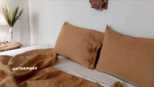 Linen 100%Earthy Brown sheet 1 flat sheet + 1 fitted sheet + 2 pillowcases