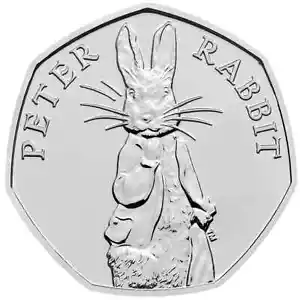 Moneda Peter Rabbit 2019 50 peniques Beatrix Potter - Imagen 1 de 2