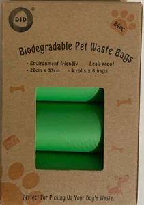 Dog poo bags Pet 24 x Biodegradable Waste Bags Poo waste Bags Leak Proof 22X33cm - Picture 1 of 5