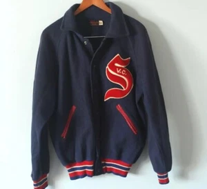 Wilson Vintage Varsity Jacket Wool State High V.C. Blue Red Size 44 School - Picture 1 of 24