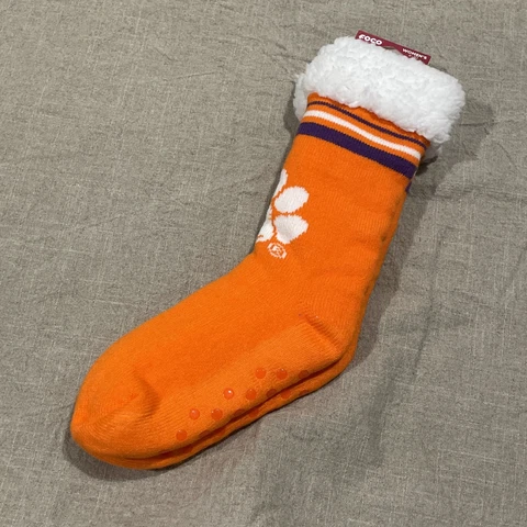 FOCO NCAA Clemson Tigers Striped Footy Slippers NWT Unisex W 6-10 M 5-9 Cover