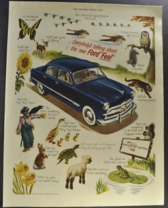 1949 Ford Custom V8 Fordor Sedan Large Size Print Ad Excellent Original - Picture 1 of 6