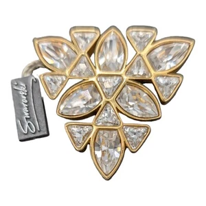 Vintage Swarovski SAL Signed Gold Tone Crystal Teardrop Triangle Brooch w/ Tag - Picture 1 of 6