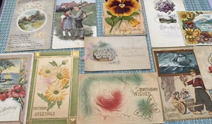 Lot of 11 Antique Birthday Post Cards Early 1900s Assorted Designs-As Is - Picture 1 of 9