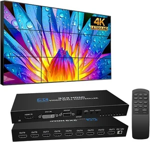 Controlador de pared de video 3X3 procesador 4K 30Hz DVI HDMI 1X9 divisor de pantalla 13 modos - Imagen 1 de 8