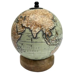 Desk-Sized Globe on Wooden Base | Classic Desktop Decor - Picture 1 of 7