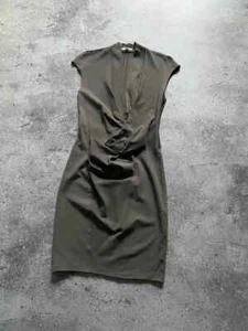 HELMUT LANG V NECK DRAPED SHEAT SLEEVELESS PIXEL DRESS - Picture 1 of 10
