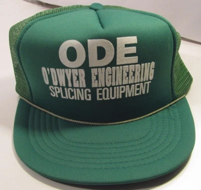 Sombrero ODE Vintage Verde Trucker Ball Cap O'Dwyer Ingeniería Equipo de Empalme Foto 1 de 4