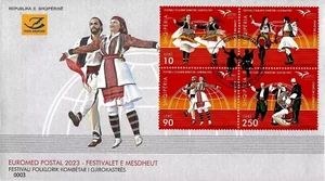 Estampillas de Albania 2023. Euromed Postal - Fiestas Mediterráneas. Folklore. FDC MNH - Imagen 1 de 1