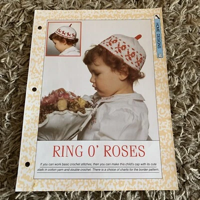 VINTAGE CREATIVE NEEDLES PATTERN - RING O’ ROSES -A CHILDS CAP CROCHETED IN 4ply - Image 1 of 4