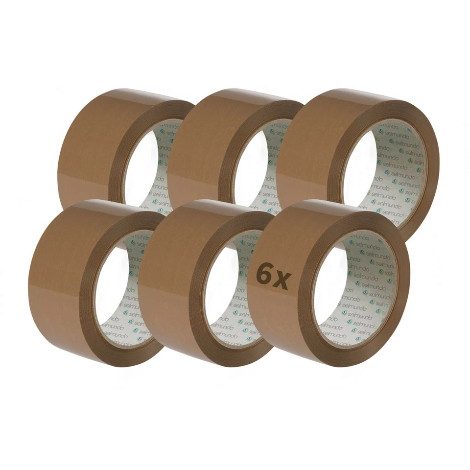 SELMUNDO (0,02€/1m) Packband | Paketband | Verpackungsklebeband | 50mm x 66m | braun