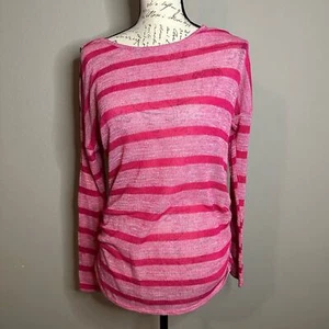 Motherhood Maternity Pink Chunky Striped Long Sleeve Pullover Top GUC Size M - Picture 1 of 6