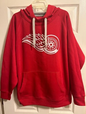 RARE Unique Detroit Red Wings BACKWARDS REVERSE LOGO Hoodie Red / Size LARGE - Image 1 of 2