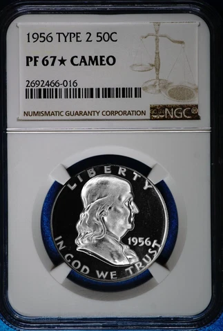 1956 Franklin Half Dollar 90% Silver, Proof, NGC PF67 PR67 STAR CAMEO 016 Cover