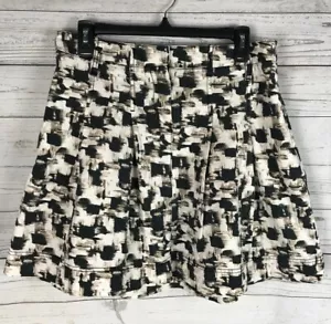 Gonna Ann Taylor LOFT Petites taglia 6P nera grigia bianca astratta misto lino carina - Foto 1 di 12