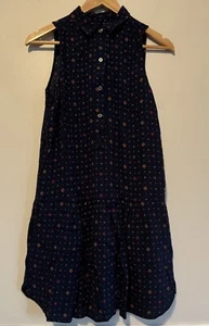 GAP Collared Dropped Waist Navy Blue Print Sleeveless Pocket Dress Size XS - Picture 1 of 11