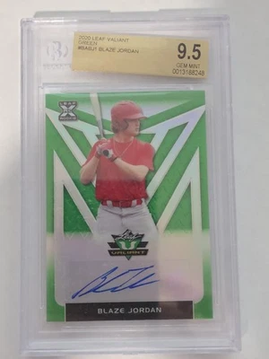 Blaze Jordan 2020 Leaf Valiant Autograph Green BA-BJ1 /99 Boston Red Sox BGS 9.5 - Image 1 of 3