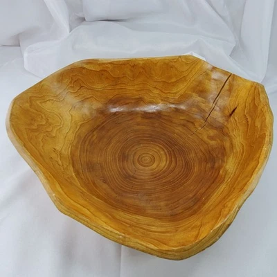 Antiga tigela decorativa de madeira real para tronco de árvore grande artesanal - Imagem 1 de 4