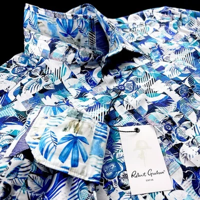 Robert Graham Geometric Floral Vibrant Print Sport Shirt Large $198 - Image 1 of 4
