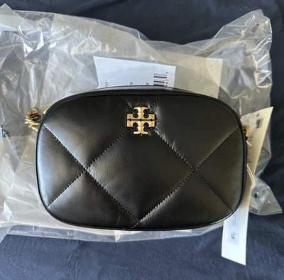 Tory Burch Kira Diamond Quilt Camera Bag Black Orig $358 NEW WITH TAGS - Image 1 of 4