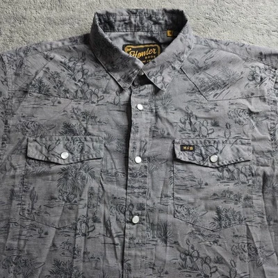 Huckberry Howler Bros H Bar B Snap Carbon Shirt Mens Medium Gray Cactus Cowboys - Image 1 of 4