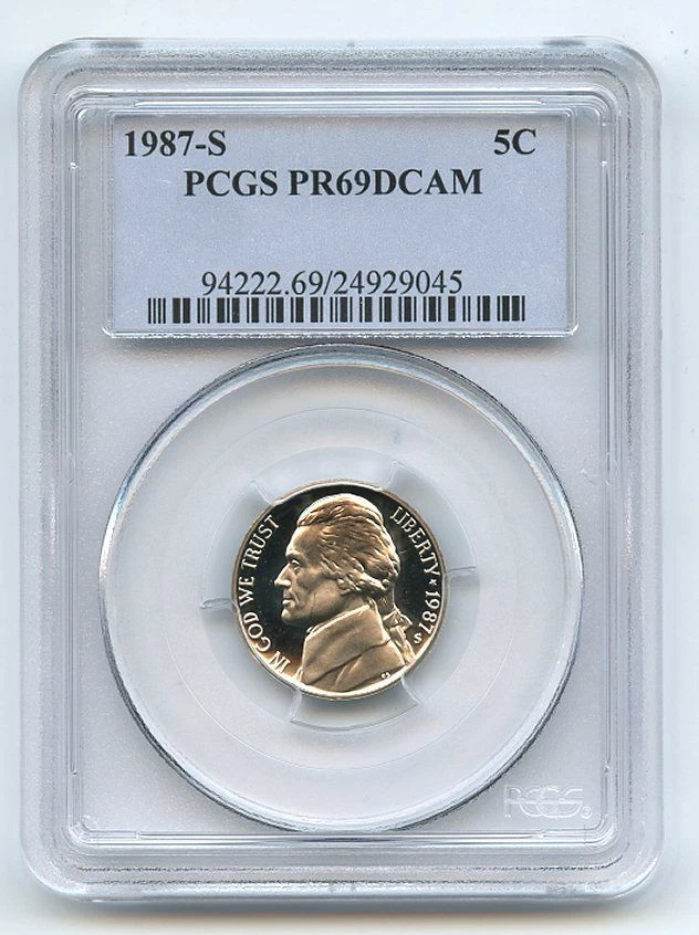 1987 S 5C Jefferson Nickel Proof PCGS PR69DCAM - Image 1 of 1