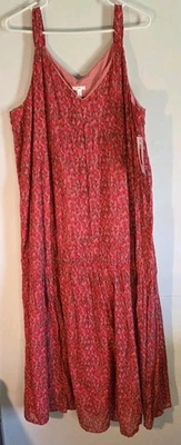 Nuevo Vestido Joie Para Mujer Talla XL Rosa de Té Rojo Sin Mangas En Niveles Fluido Verano Maxi Foto 1 de 4