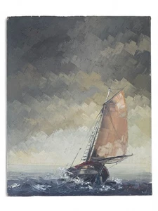 Guy Maubert Marine Huile Sur Toile Au Couteau - Picture 1 of 6