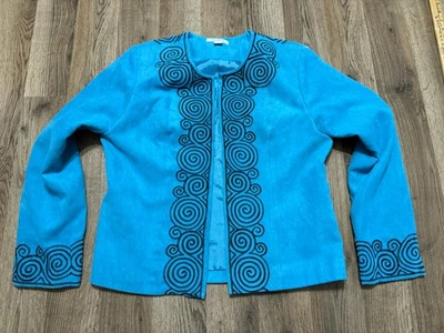 Dressbarn куртка, женский размер средний, черный синий, открытый блейзер, с подкладкой через плечо - Изображение 1 из 4