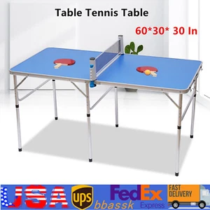 Foldable Ping Pong Table with Net Indoor Outdoor Tennis Table Ping Pong Foldable - Picture 1 of 8