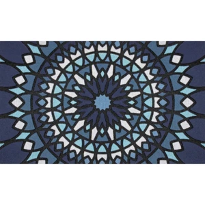 RUBBER DOORMAT Blue Medallion Non-Slip Rubber 18" X 30" - Picture 1 of 12