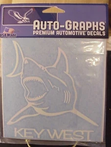 Key West Open Jaw Shark Decal White 5.75" by 5.75" - Picture 1 of 2