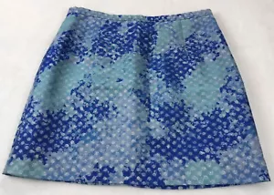 H&M Women's Size 12 Skirt Blues w/Metallic Silver Polka Dot Back Zipper (B3) - Picture 1 of 9