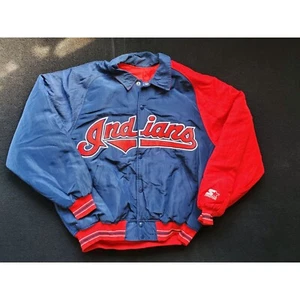 Vintage Cleveland Indians Authentic STARTER Snap Button Lined Coat Size L USA - Picture 1 of 6