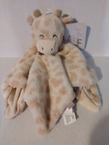 Kelly Baby Cream & Tan  Giraffe Lovey Security Blanket wit Rattle Toy Plush NEW 