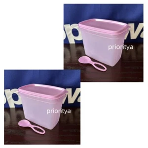 Tupperware Regal Sparer Trockenfutter Waren Behälter 2er Set mit Löffel Flieder Neu - Bild 1 von 3