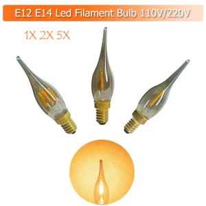 1X 2X 5X Led Filament Bulb 2200k Warm Flame tip 360° Lampada Glass Cover 1w 2w - Picture 1 of 13