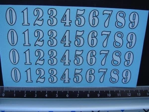 DECALS 1/18 CHIFFRES BLANCS ENTOURES NOIR - T402 - Picture 1 of 1