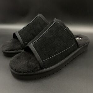 Koolaburra by Ugg Dawson Slide Sandals Mens Size 12 Black Suede Faux Fur Org $69