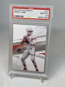 DEREK CARR 2014 UD SP Authentic #10 RC Rookie RC PSA 10 GEM MINT BULLDOGS - Picture 1 of 3